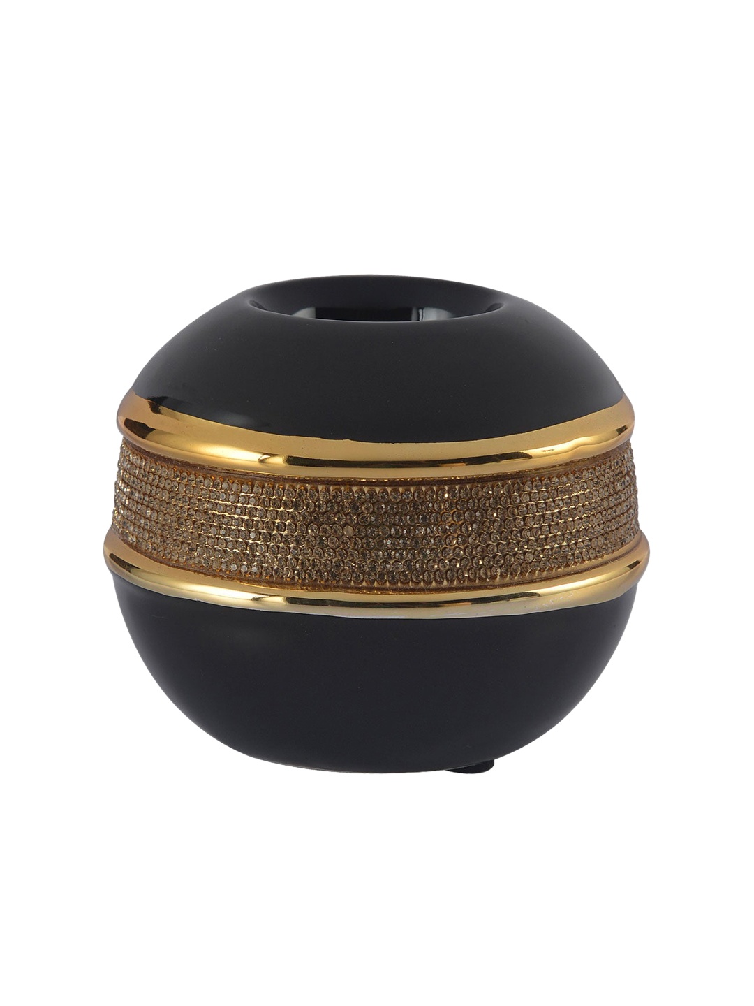 

Athome by Nilkamal Black & Gold Round Jewel Votive Candle Holder