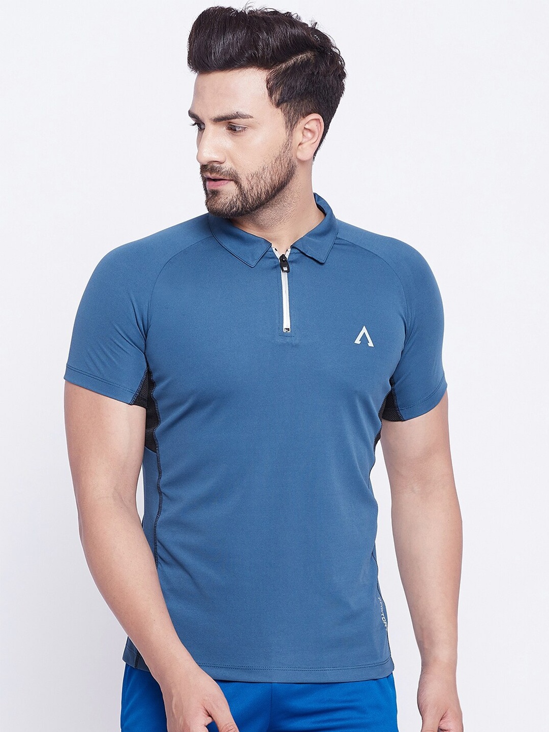 

AUSTIEX Men Blue Polo Collar Slim Fit Running T-shirt