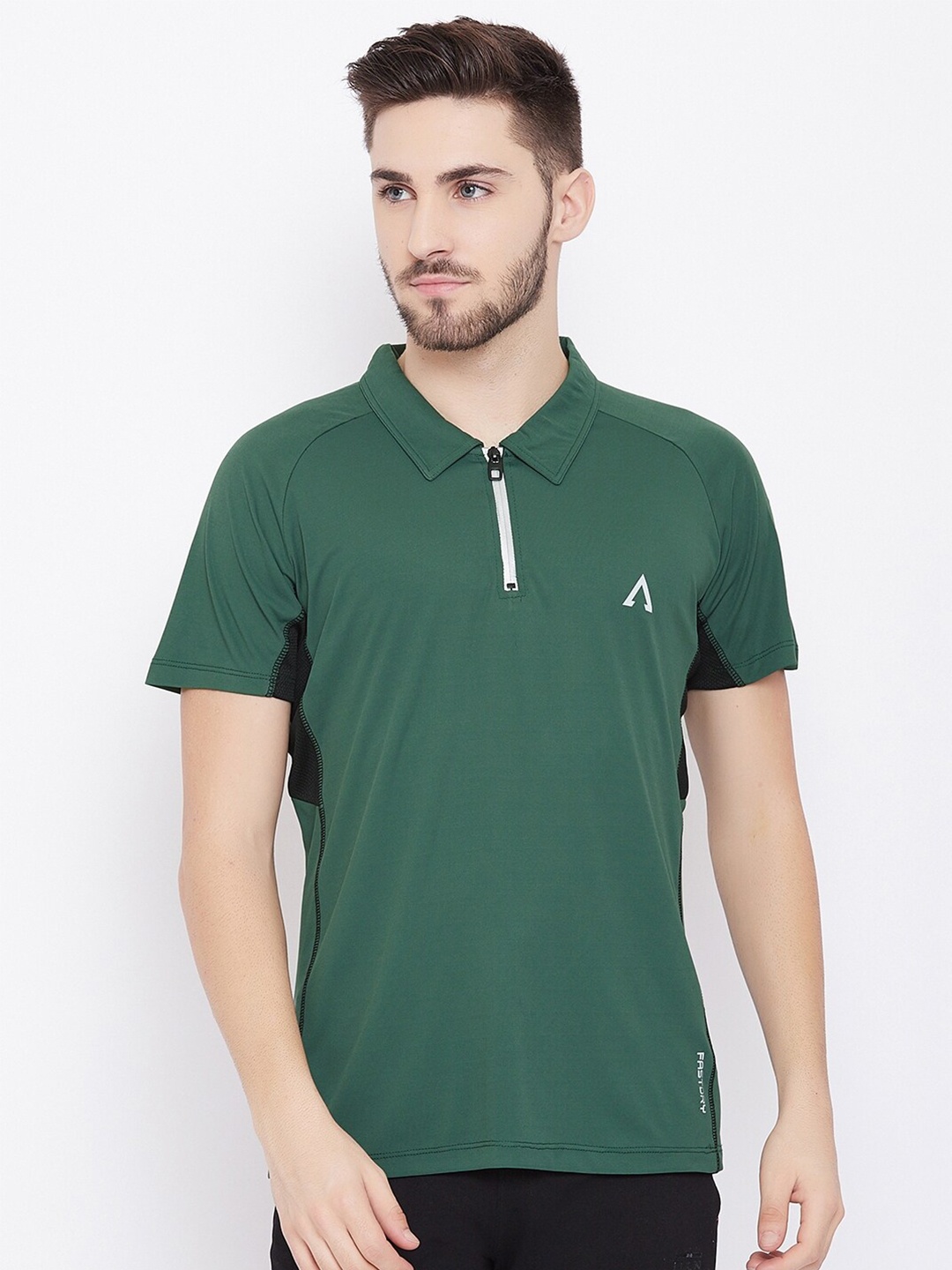 

AUSTIEX Men Olive Green Polo Collar Slim Fit T-shirt