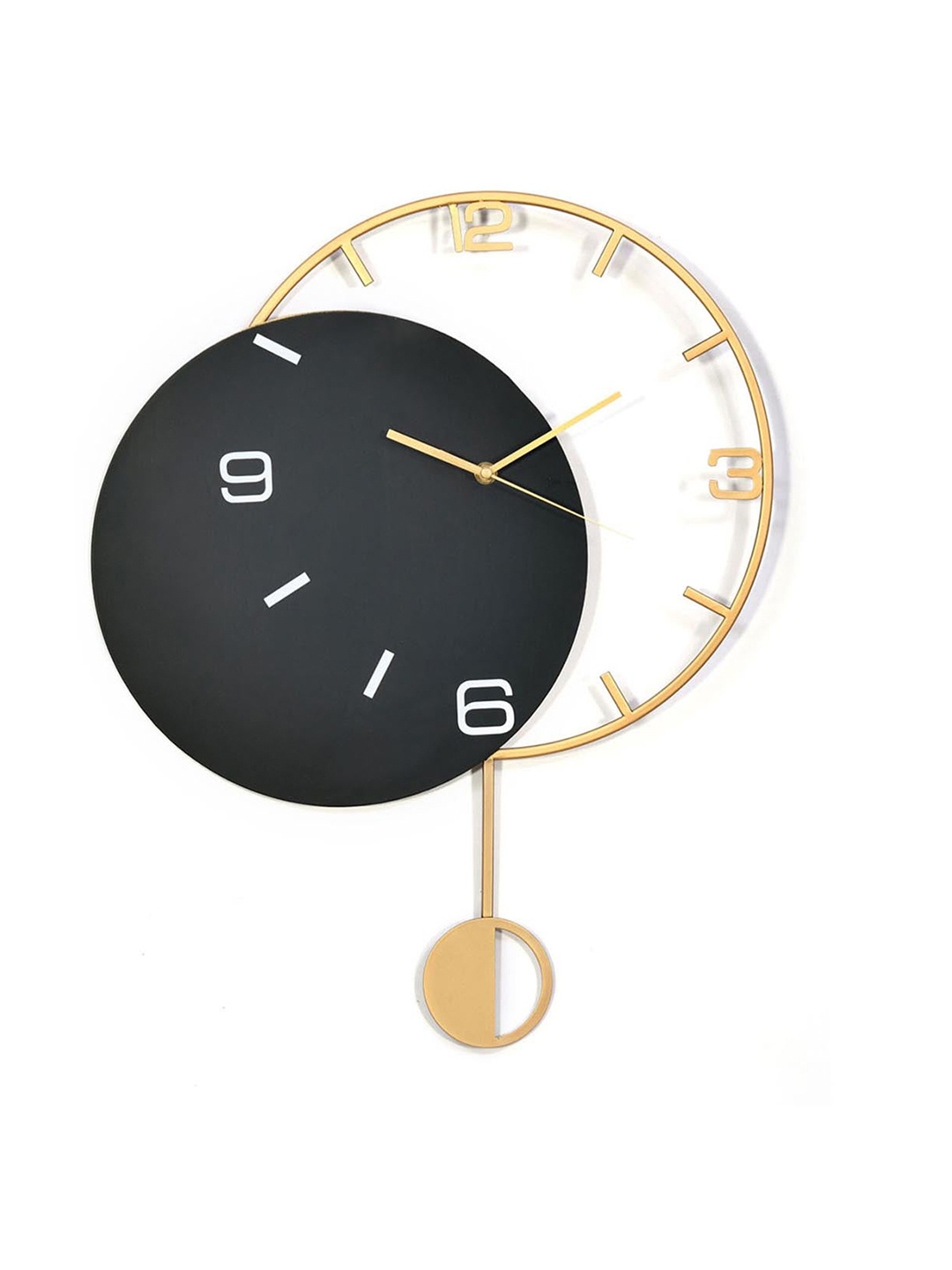 

Athome by Nilkamal Gold-Toned & Black Embellished Contemporary Wall Clock 42.5 cm