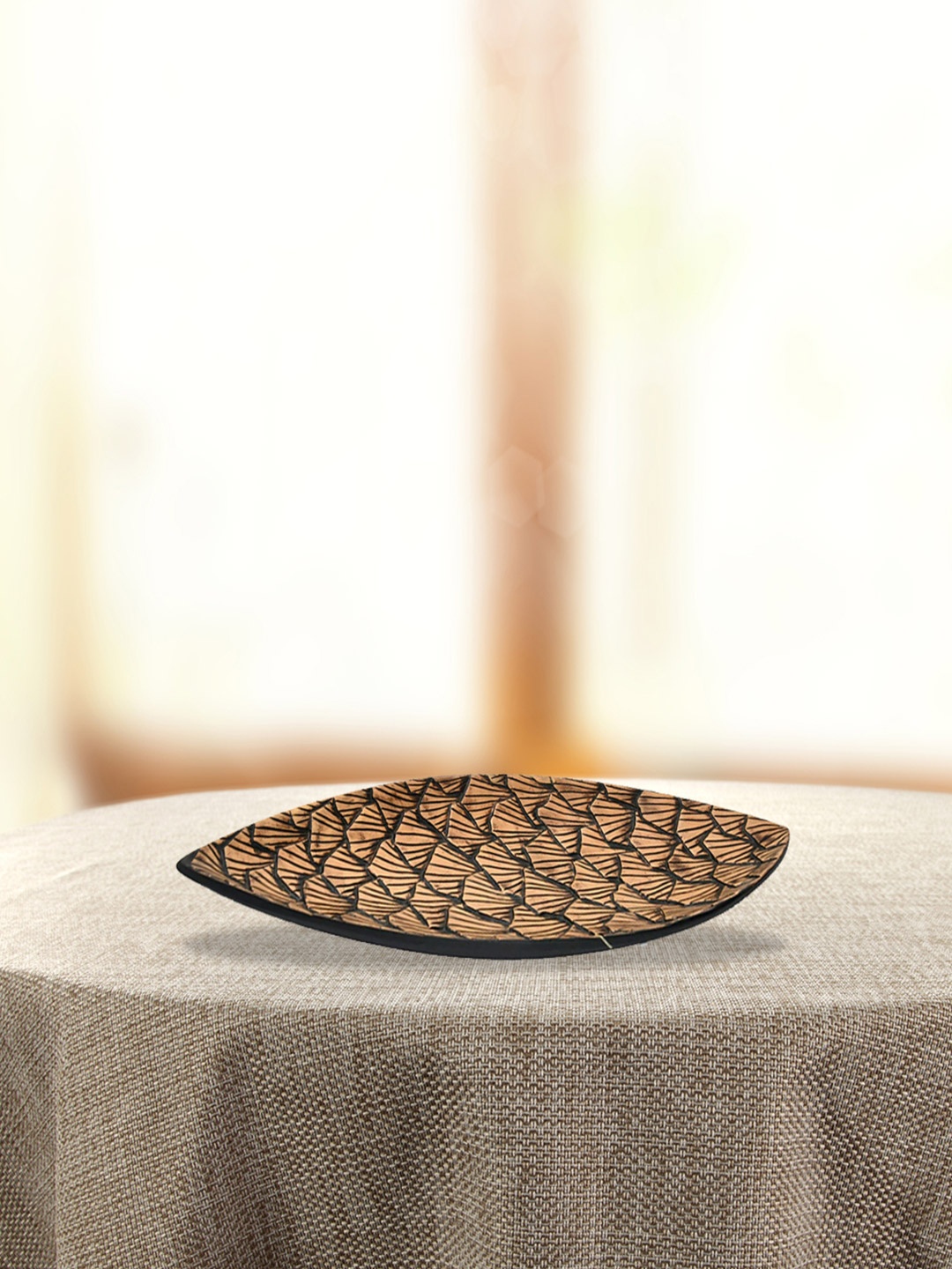 

Athome by Nilkamal Brown Leaf Platter Decorative Bowl