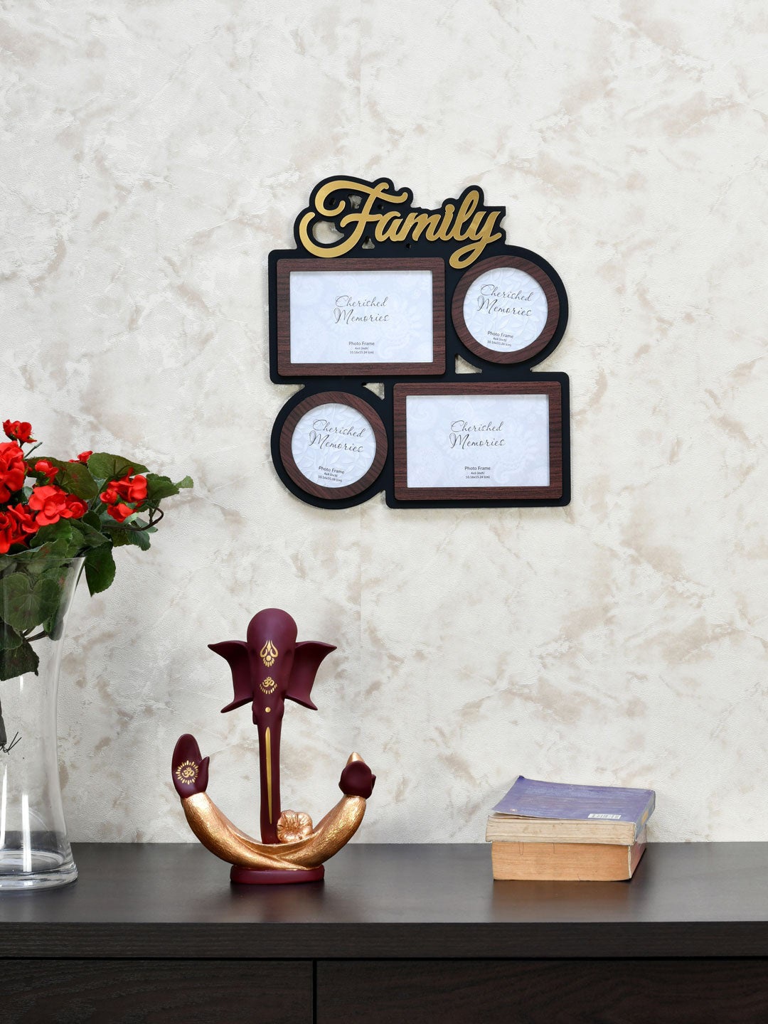 

Athome by Nilkamal Black & Gold 4 Pics Family Photo Frame