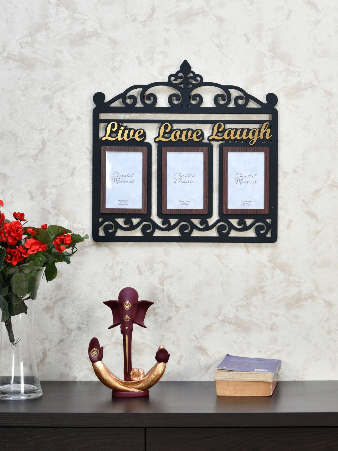 

Athome by Nilkamal Black & Gold-Toned 3 Pics Collage Photo Frame