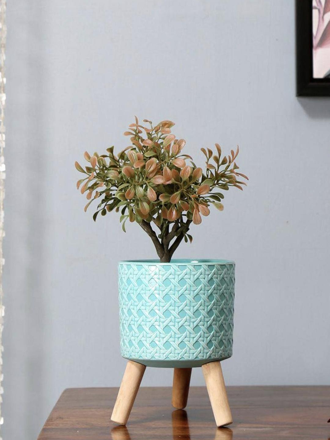 

@HOME BY NILKAMAL Sea Green Textured Terracotta Planter