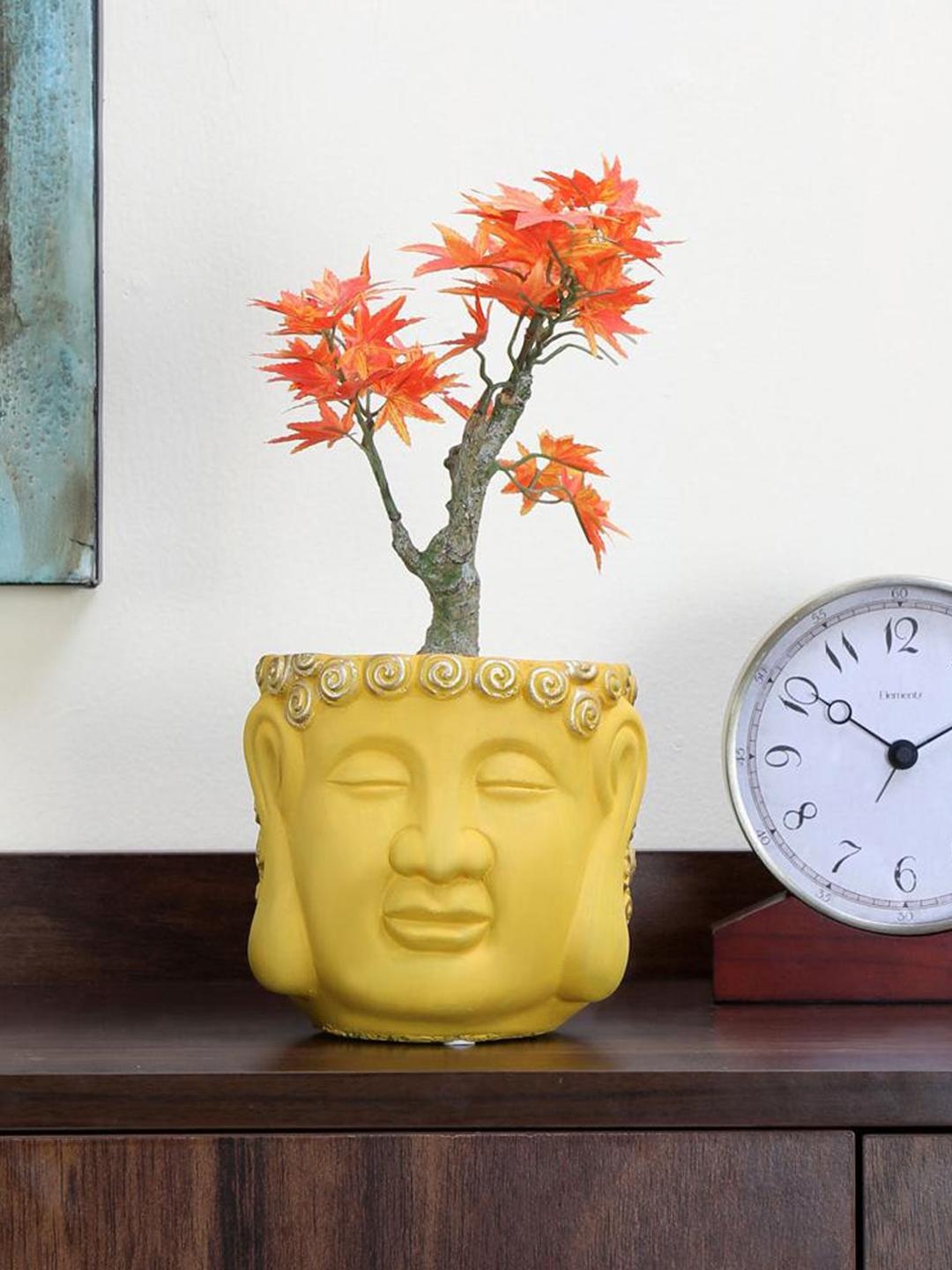

Athome by Nilkamal Yellow Buddha Face Terracotta Planter