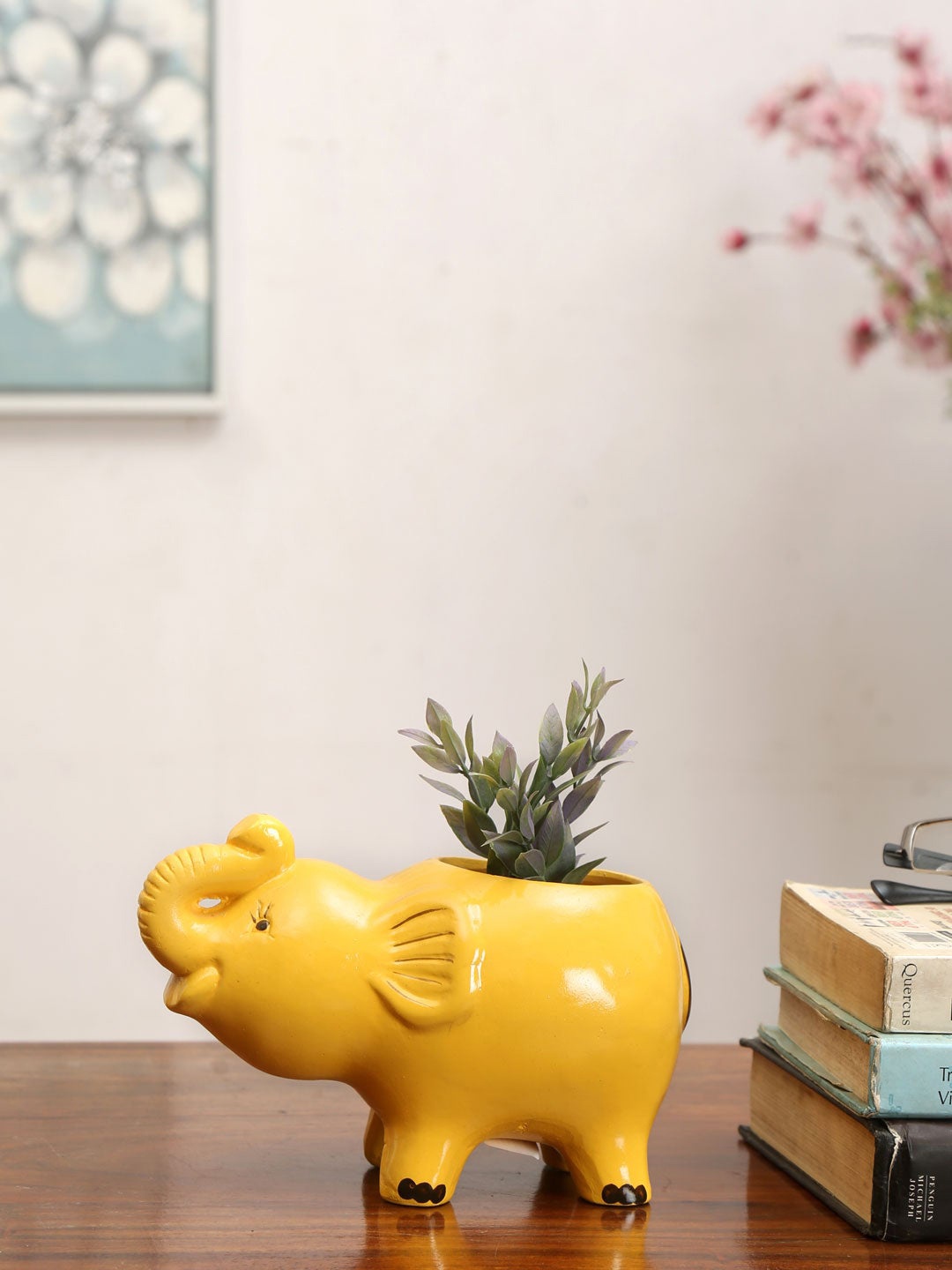 

Athome by Nilkamal Mustard Yellow Solid Elephant Terracotta Planter