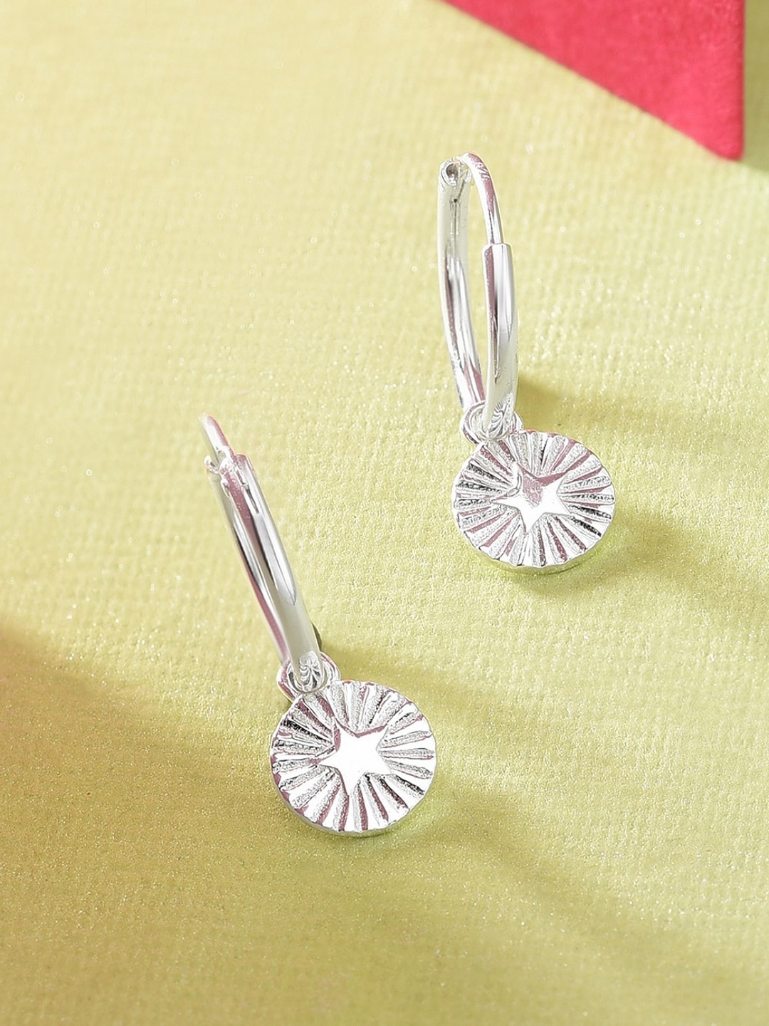 

Accessorize London 925 Pure Sterling Silver Plated Disc Huggies Hoop Earrings