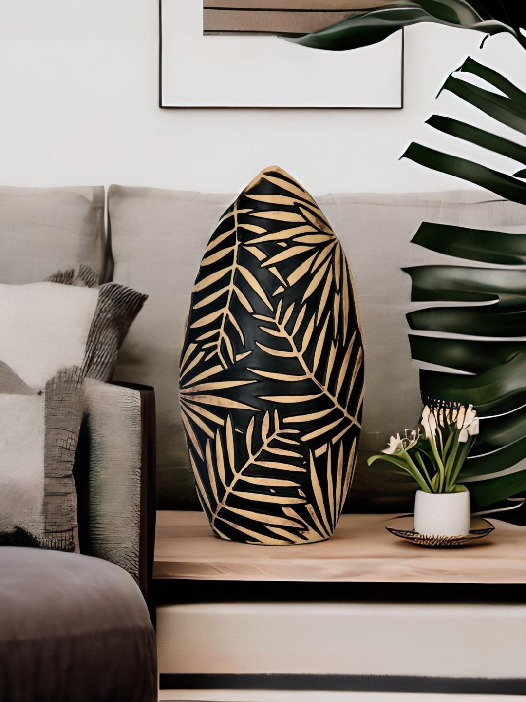 

Athome by Nilkamal Brown Foliage Leaf Ceramic Vase