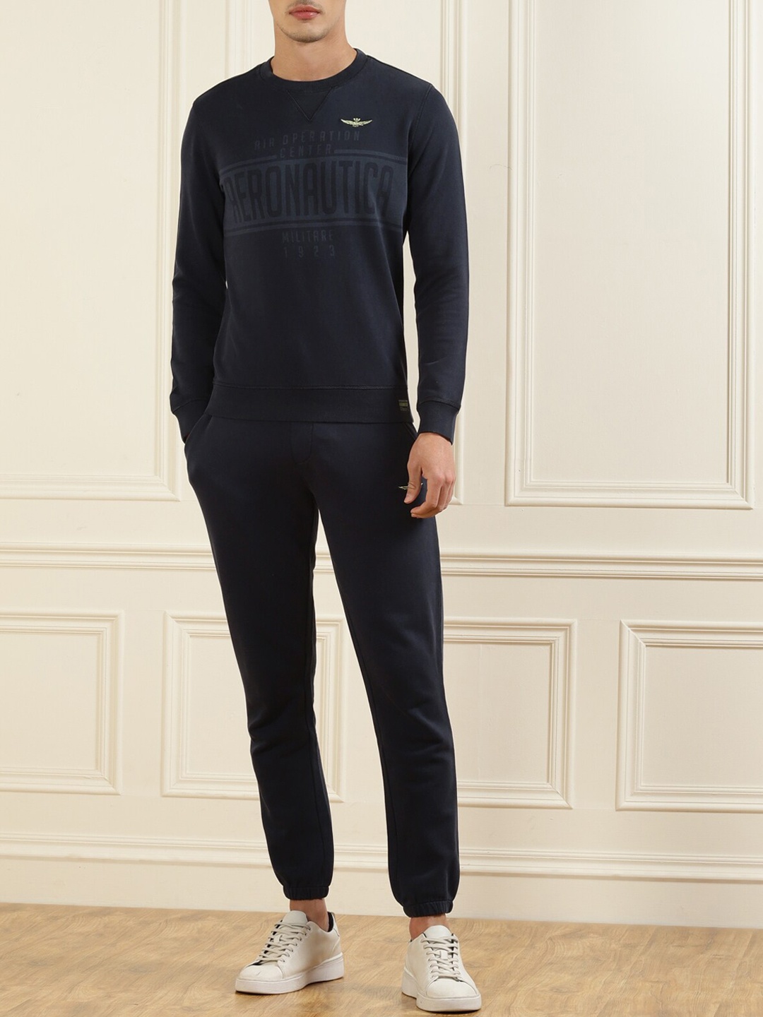 

AERONAUTICA MILITARE Men Navy Blue Solid Cotton Joggers