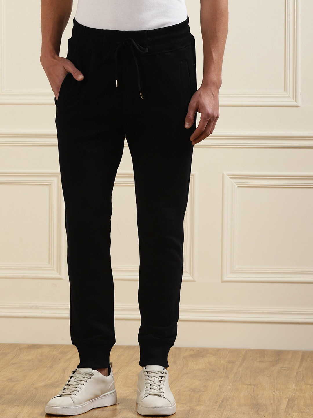 

Versace Jeans Couture Men Black Solid Pure Cotton Joggers