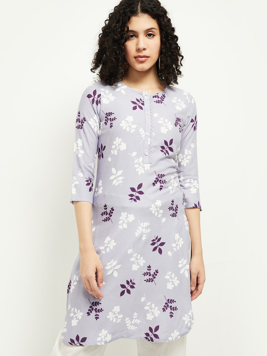 

max Women Lavender Floral Printed Kurta