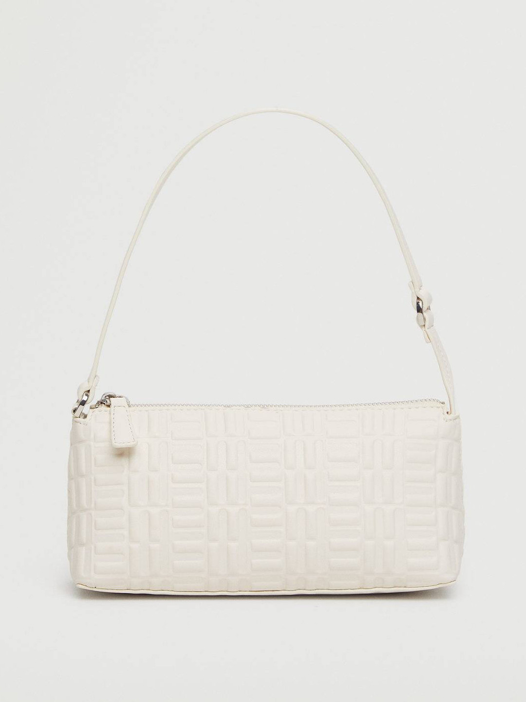 

MANGO Off White Embossed Structured Baguette Bag