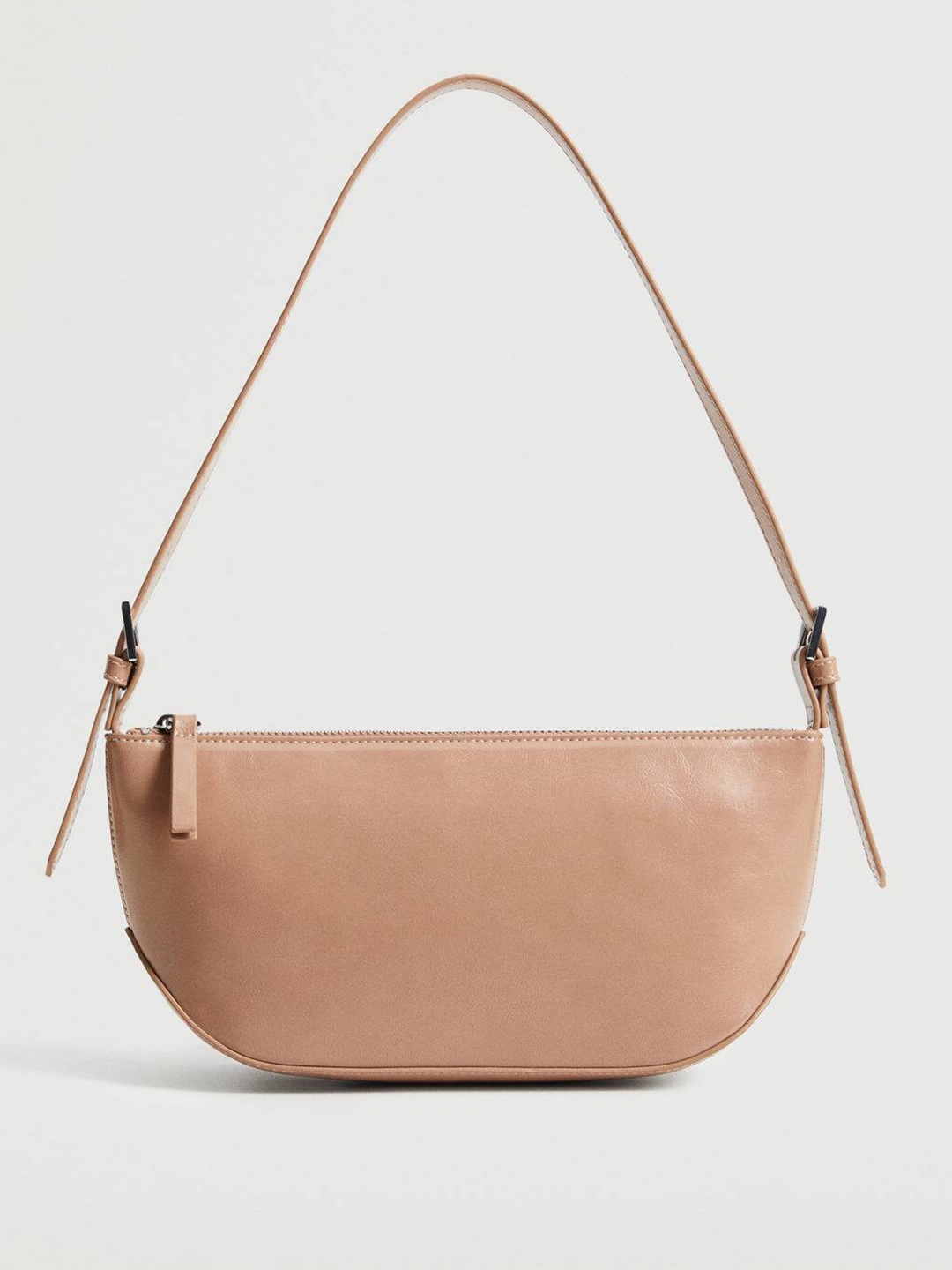 

MANGO Beige Solid Half Moon Shoulder Bag