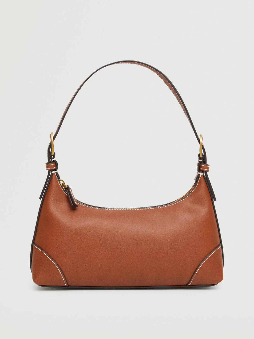 

MANGO Brown Solid Baguette Bag