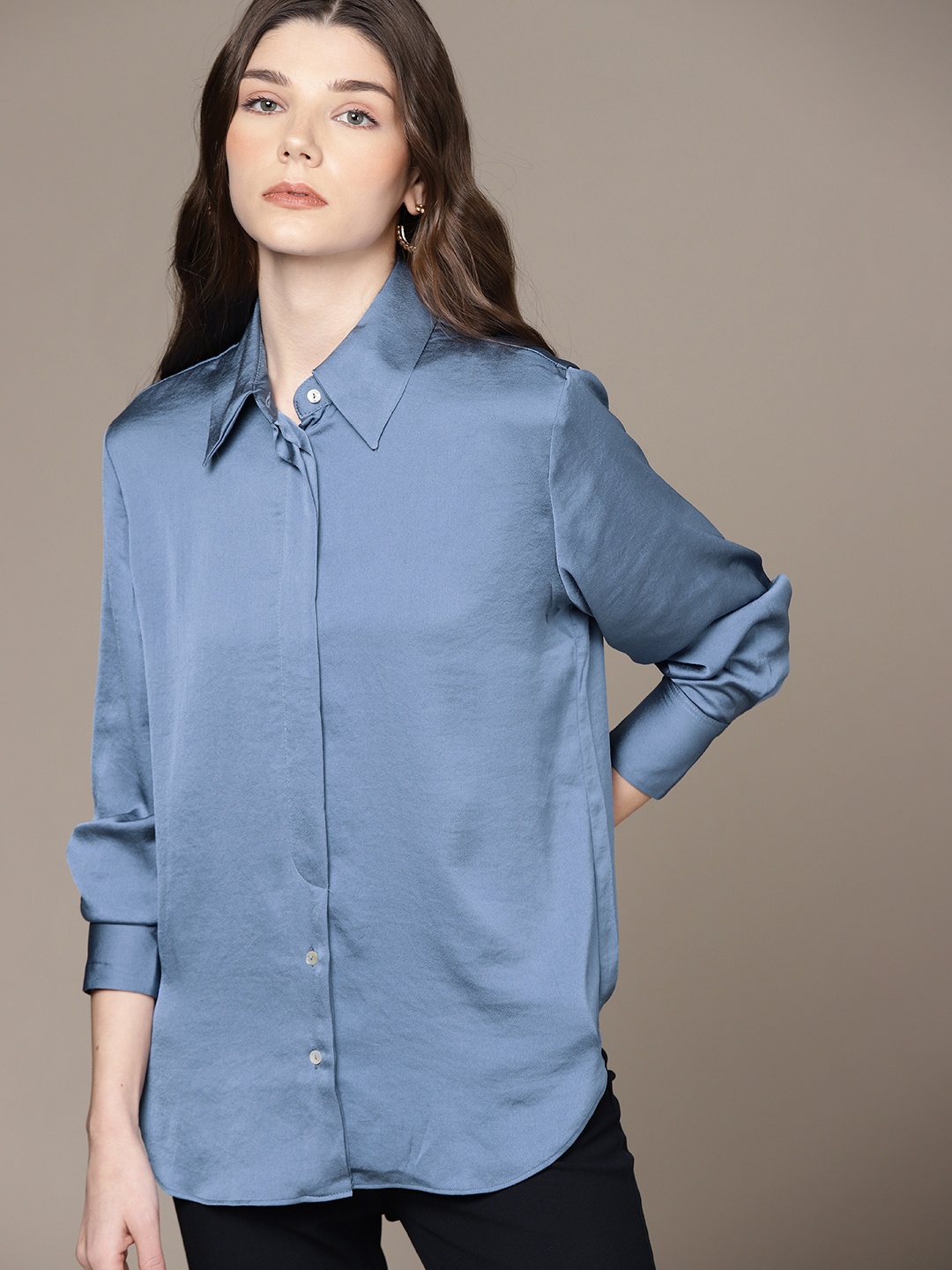 

MANGO Women Blue Casual Shirt