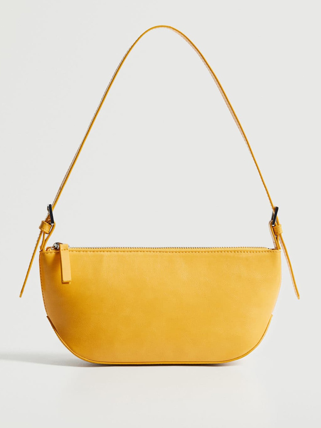 

MANGO Yellow Solid Baguette Bag