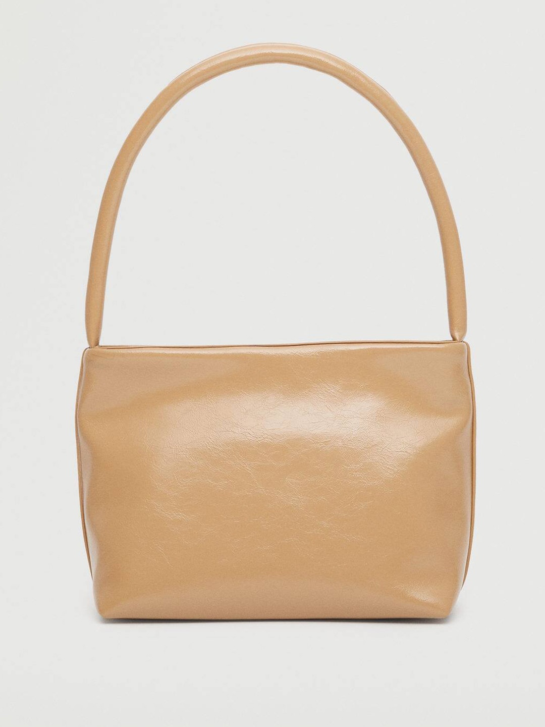 

MANGO Beige Solid Structured Shoulder Bag