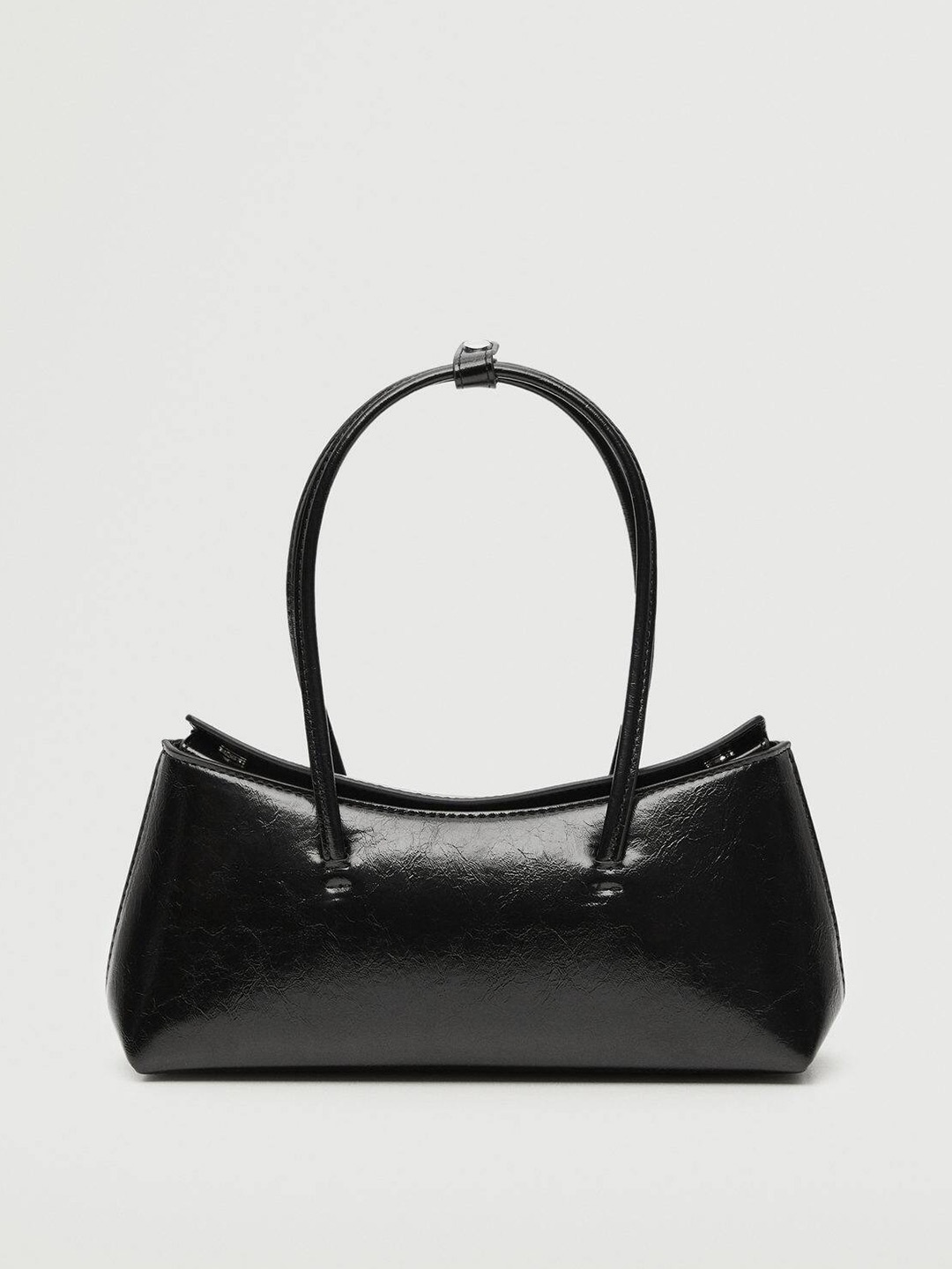 

MANGO Black Solid Structured Baguette Shoulder Bag