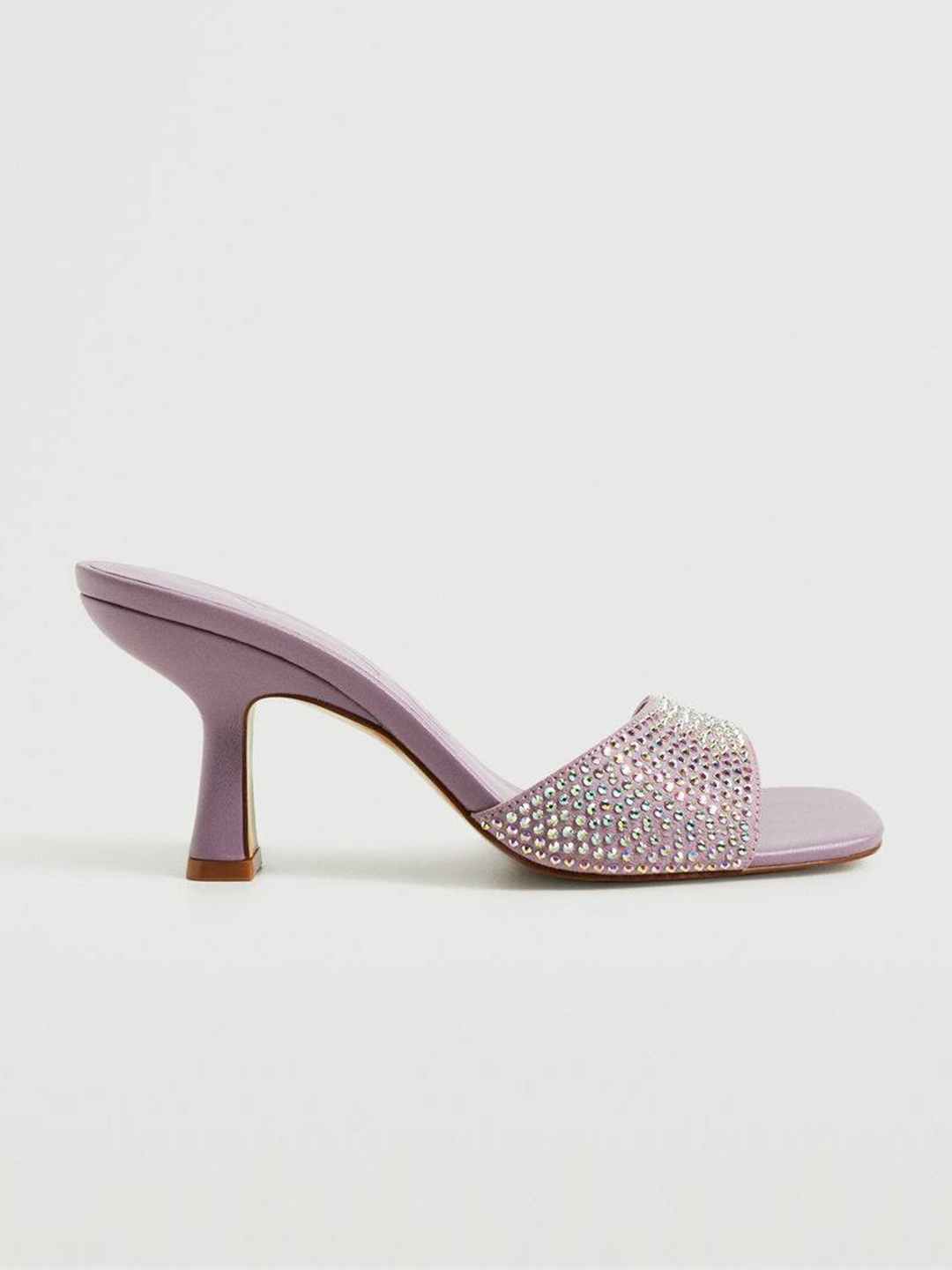 

MANGO Lavender Embellished Block Heels