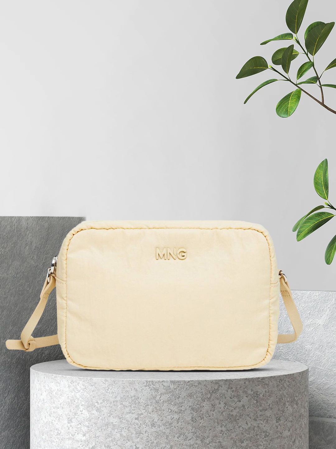 

MANGO Cream-Coloured Solid Sling Bag