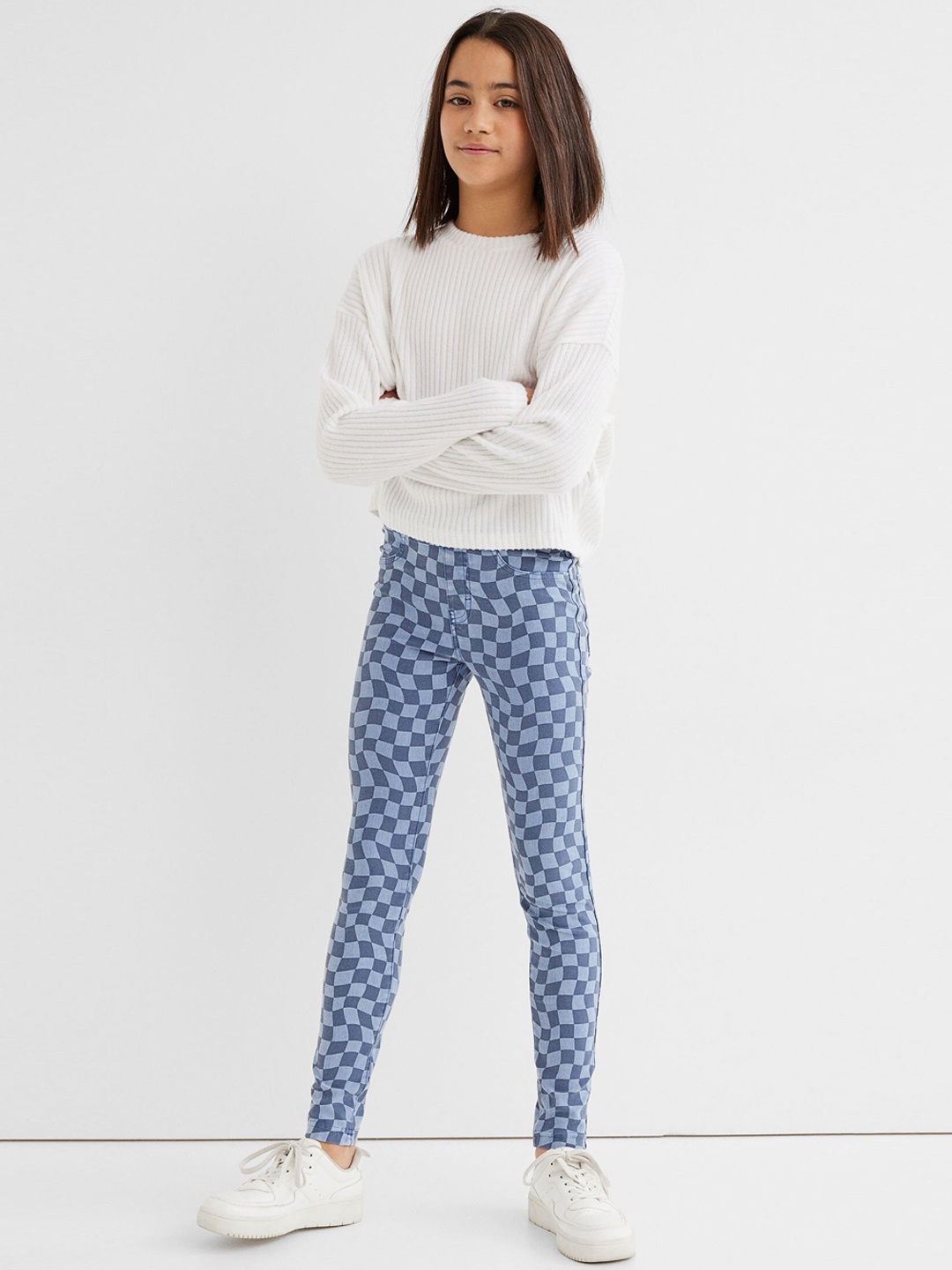 

H&M Girls Blue Checked Treggings