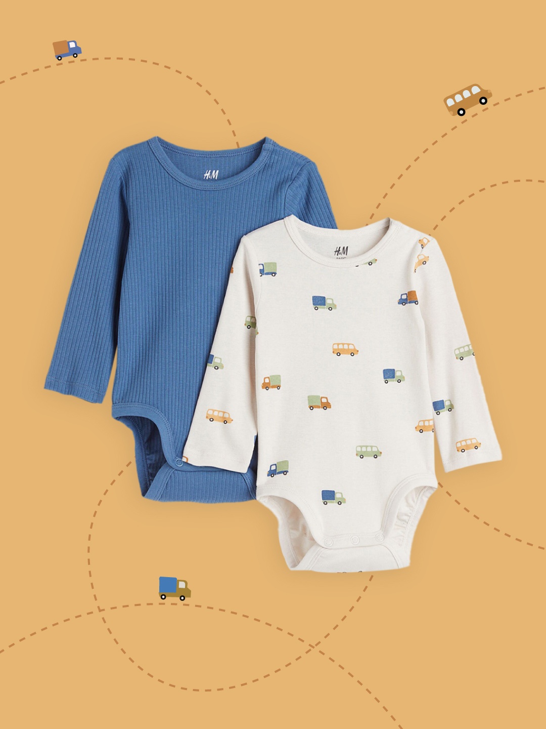 

H&M Kids Girls White & Blue 2-pack long-sleeved bodysuits