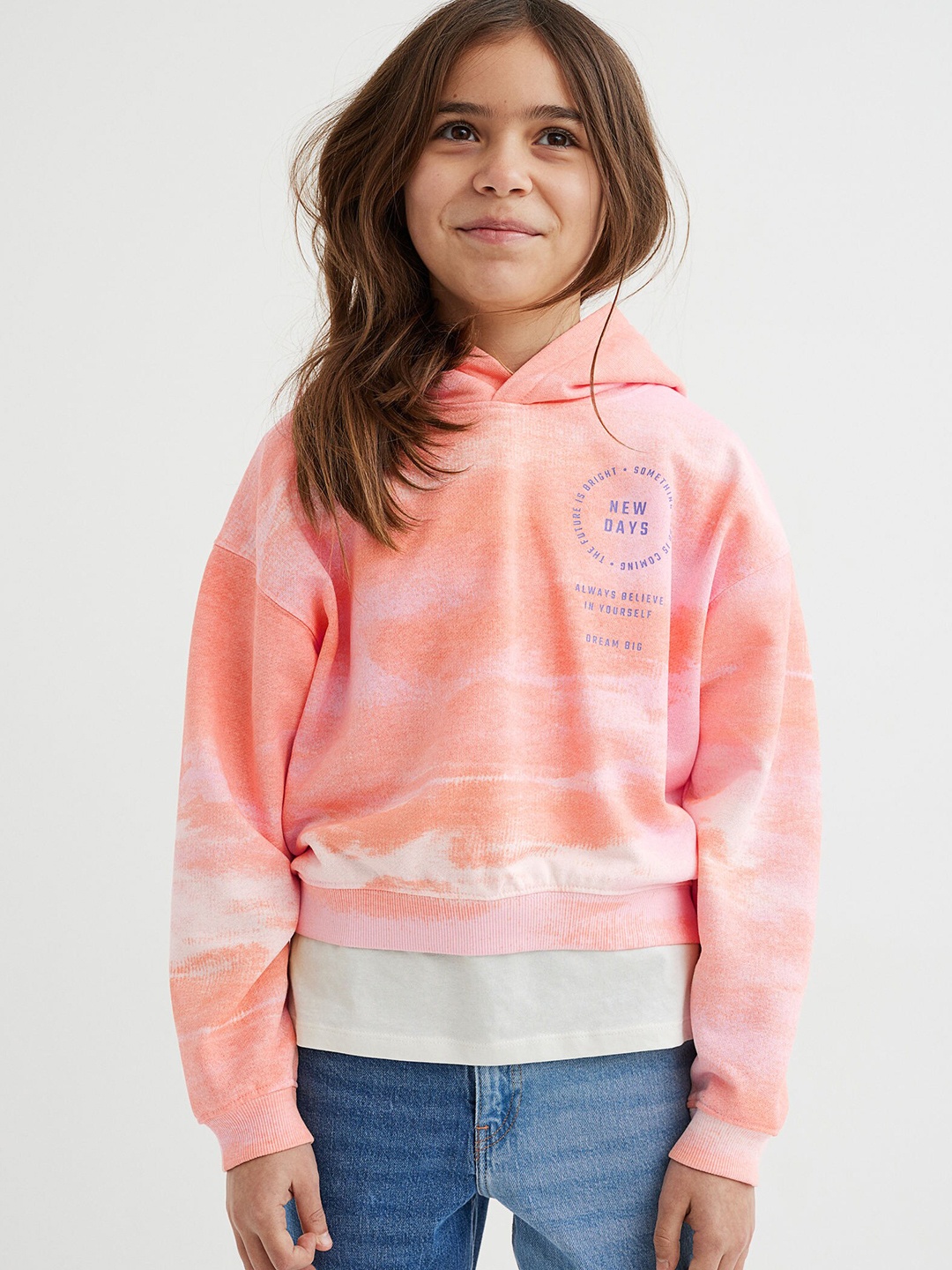 

H&M Girls Printed Oversized Hoodie, Pink
