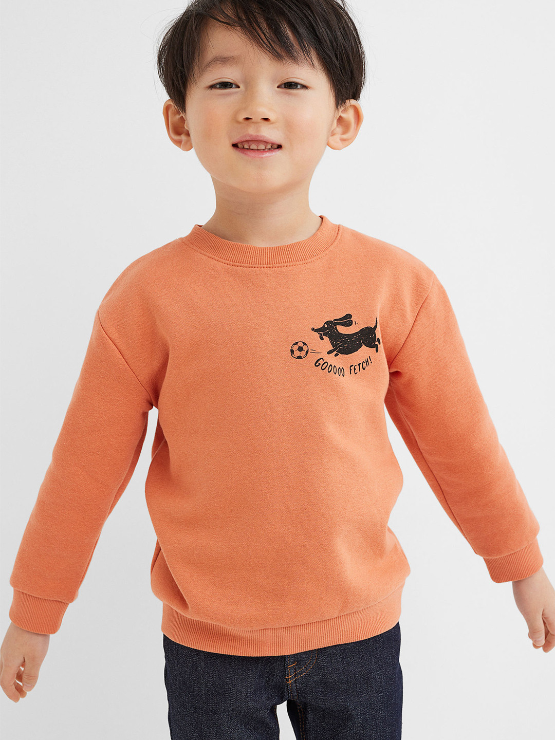 

H&M Boys Orange & Black Solid Round Neck Sweatshirt