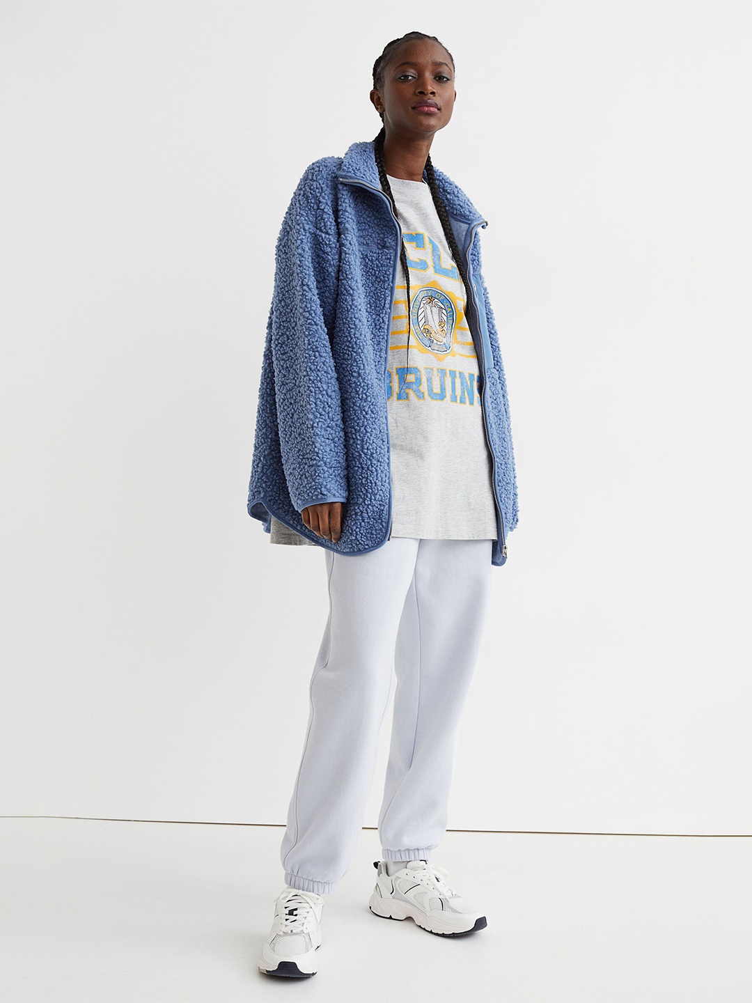 

H&M Women Grey & Yellow Oversized Motif-Detail T-Shirt