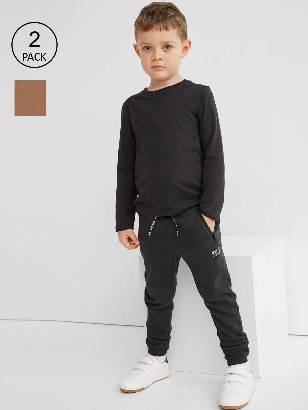 

H&M Boys Black & Brown 2-Pack Joggers