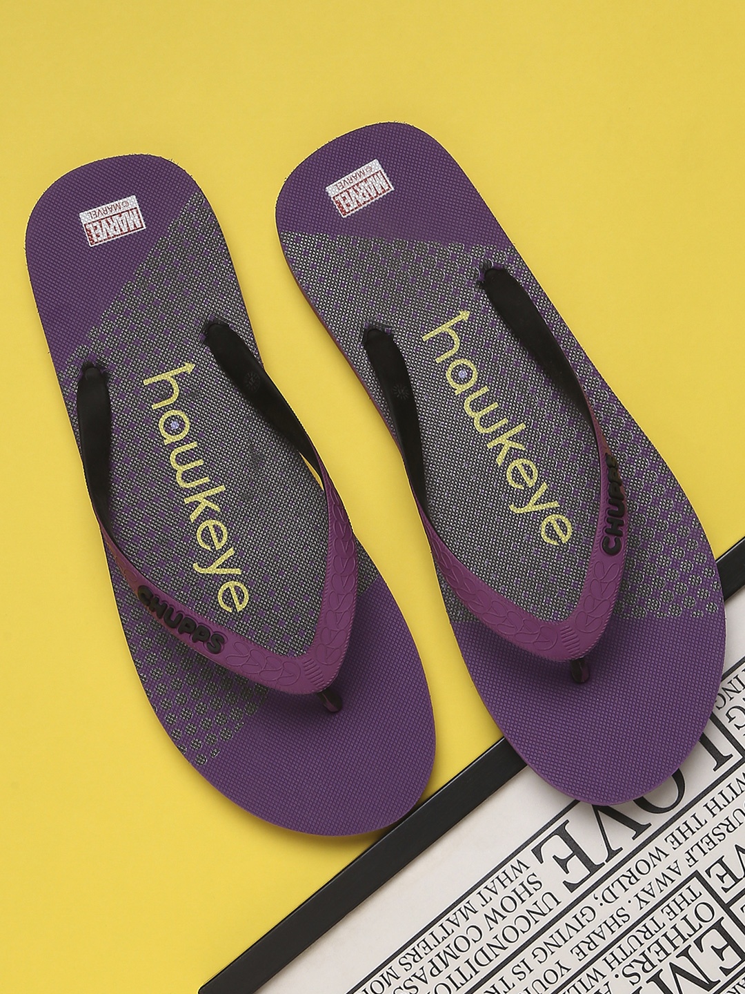 

CHUPPS Men Purple Printed Marvel Sustainable Thong Flip Flops