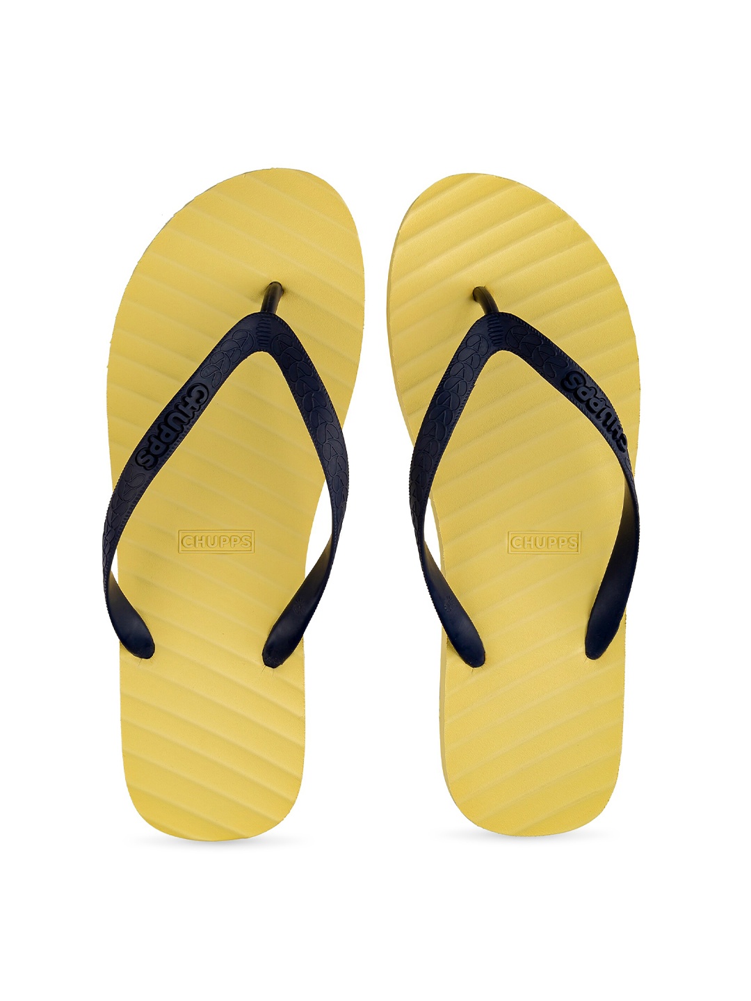 

CHUPPS Men Yellow & Black Rubber Sustainable Thong Flip-Flops
