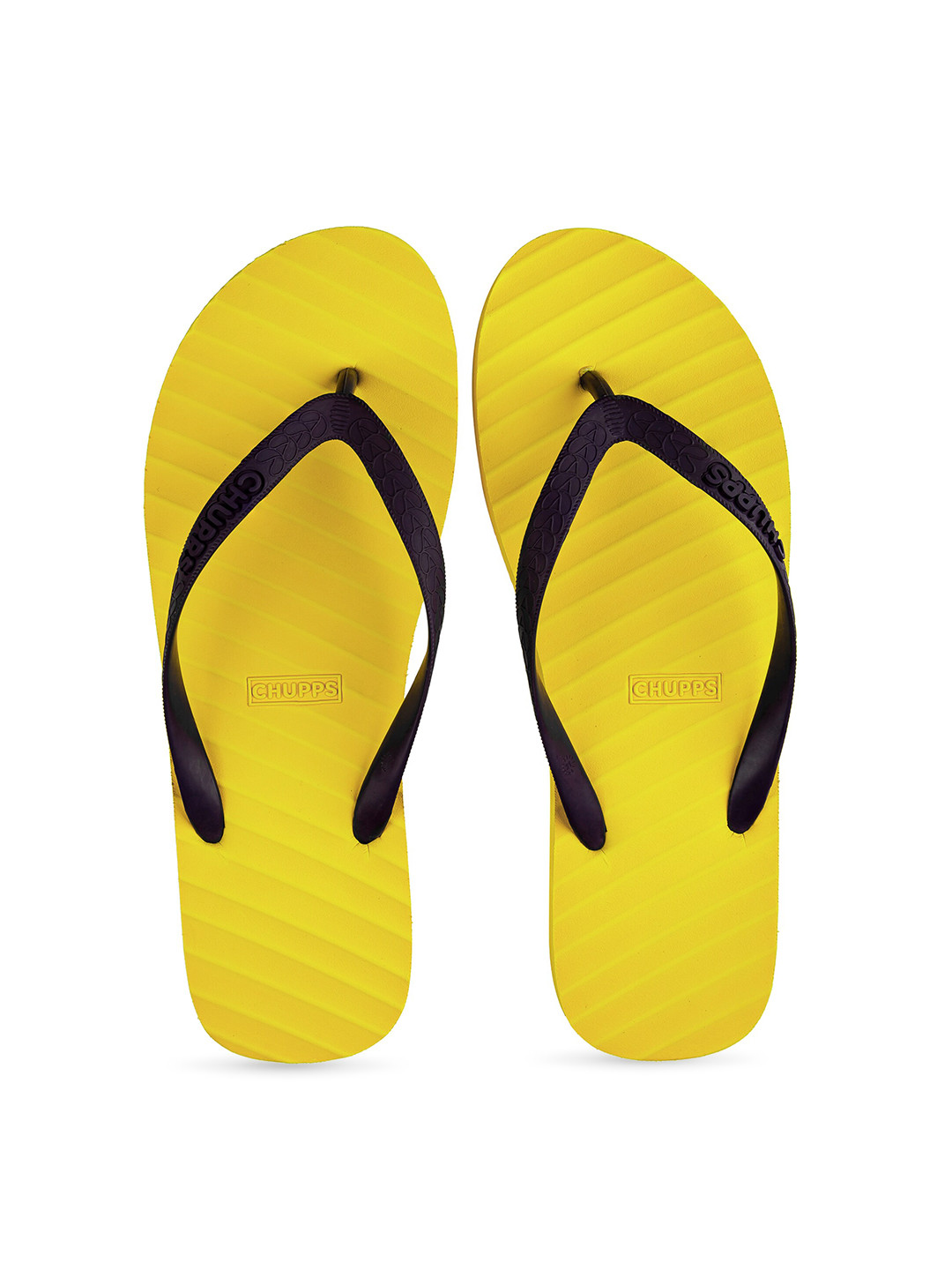 

CHUPPS Men Yellow & Black Rubber Sustainable Thong Flip-Flops