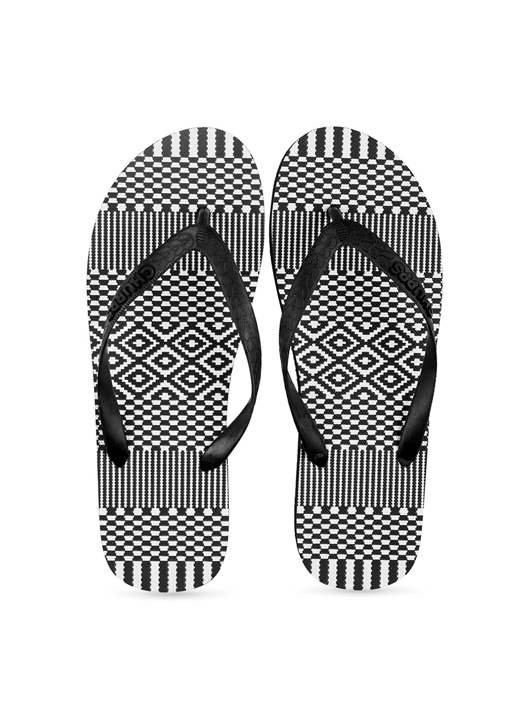 

CHUPPS Men Black & White Printed Rubber Sustainable Thong Flip-Flops