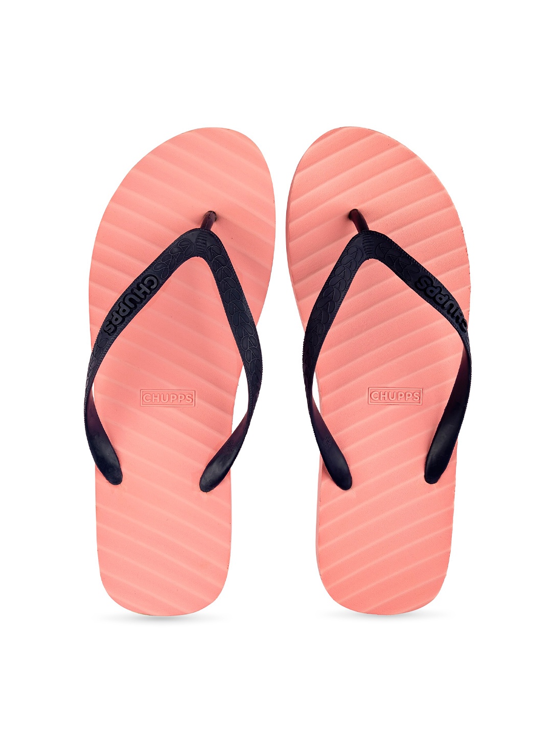

CHUPPS Men Pink & Black Rubber Sustainable Thong Flip-Flops