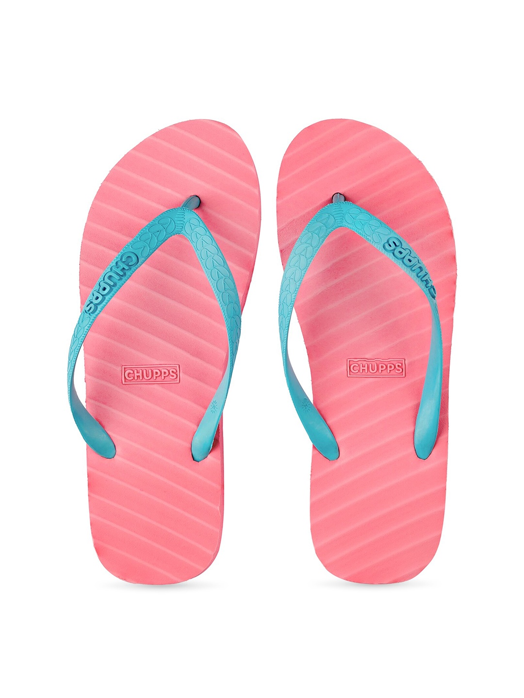

CHUPPS Men Pink & Blue Banana Leaf Textured Sustainable Thong Flip Flops
