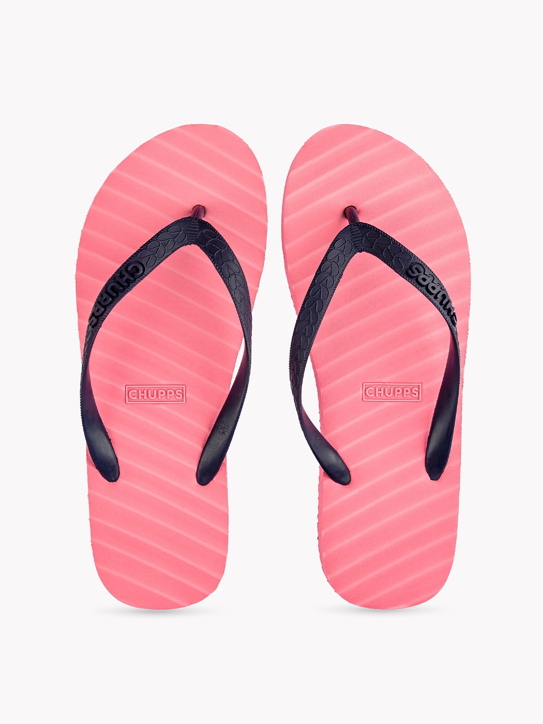 

CHUPPS Men Pink & Black Rubber Sustainable Thong Flip-Flops