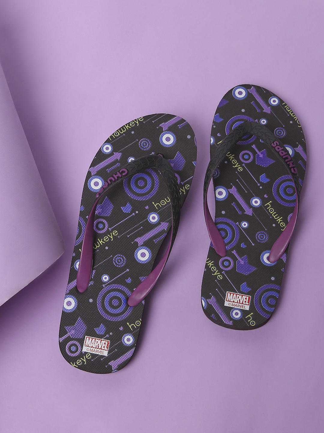 

CHUPPS Men Black & Purple Printed Rubber Sustainable Thong Flip-Flops