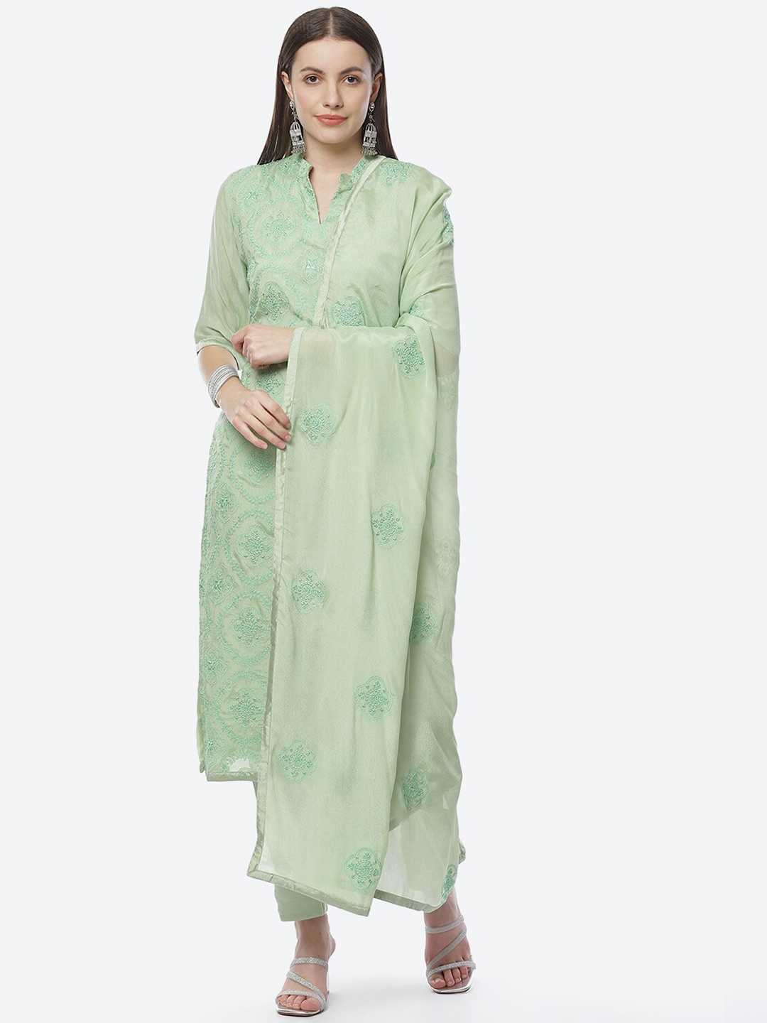 

Biba Green Printed Unstitched Dress Material