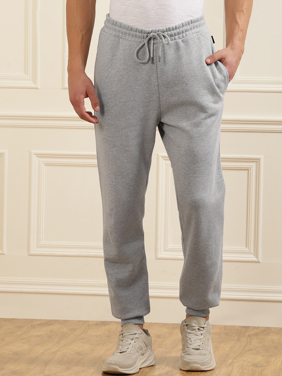 

Ted Baker Men Grey Solid Pure Cotton Joggers