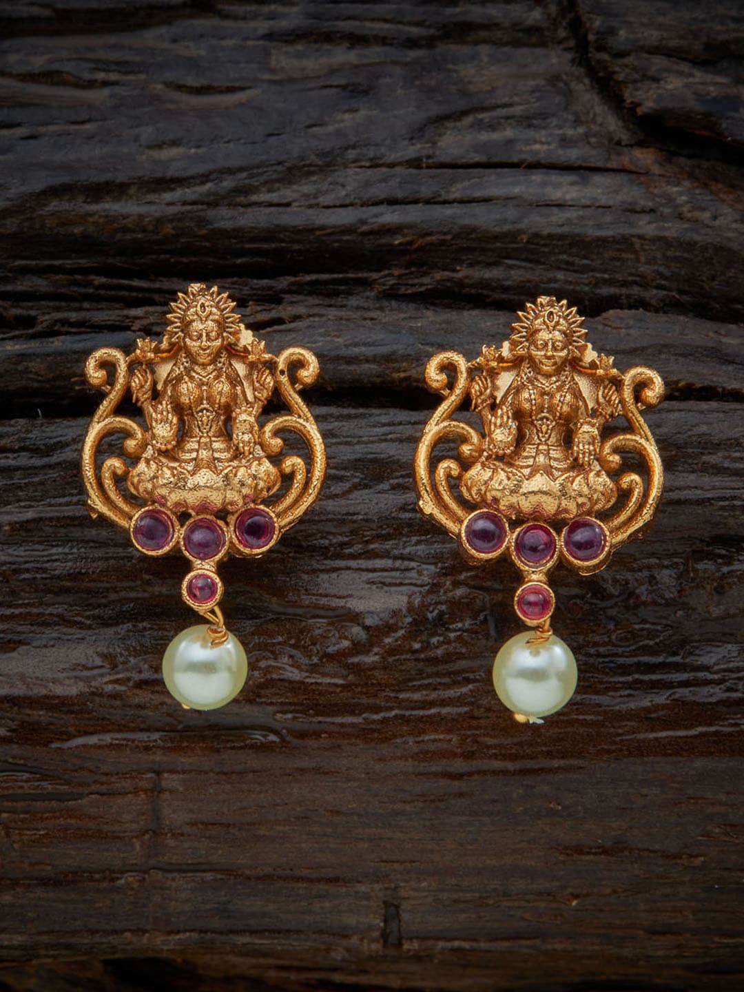 

Kushal's Fashion Jewellery Woman Ruby & Gold-Toned Contemporary Drop Earrings