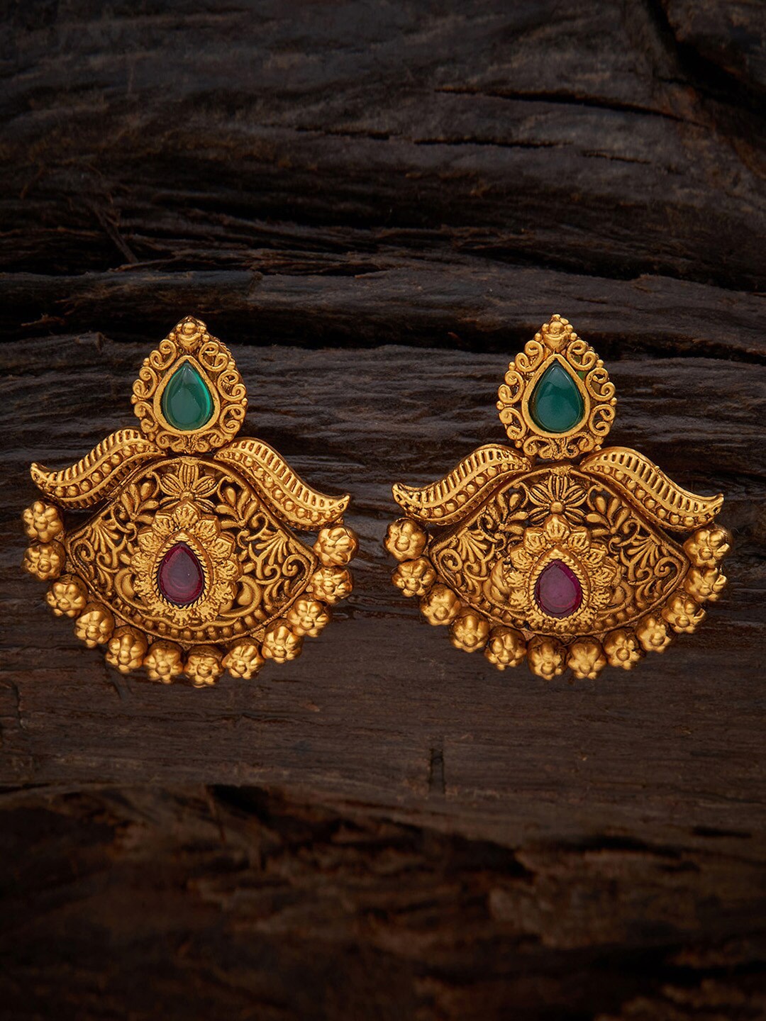 

Kushal's Fashion Jewellery Gold-Plated & Pink Teardrop Shaped Drop Earrings