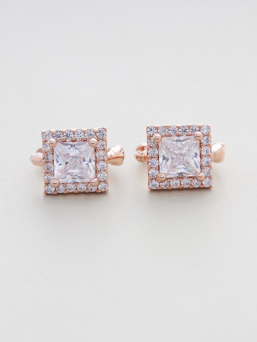 

Kushal's Fashion Jewellery White Rose Gold-Plated Contemporary Studs Earrings