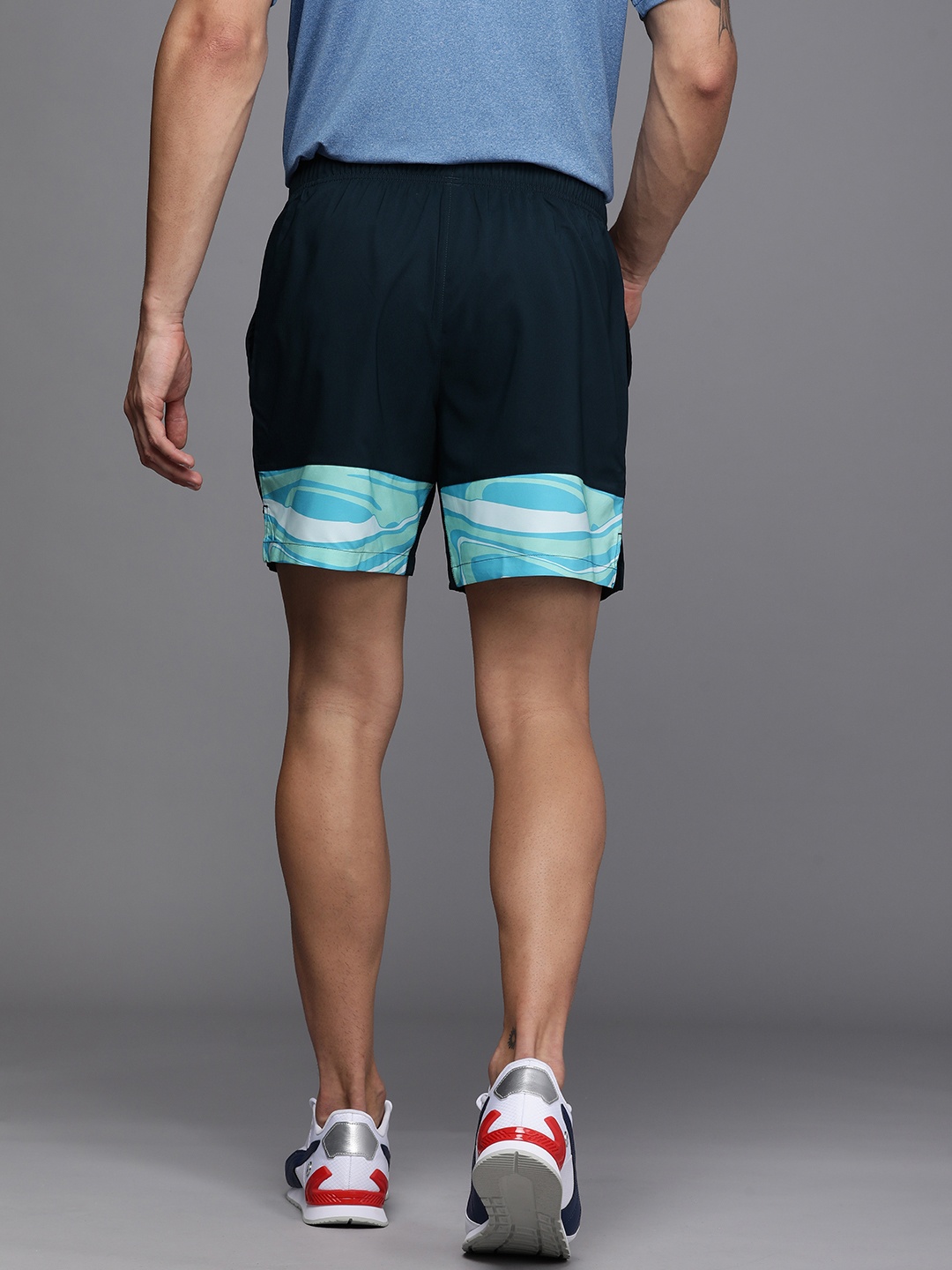 

ASICS Men Abstract Printed Panel Running Shorts, Navy blue