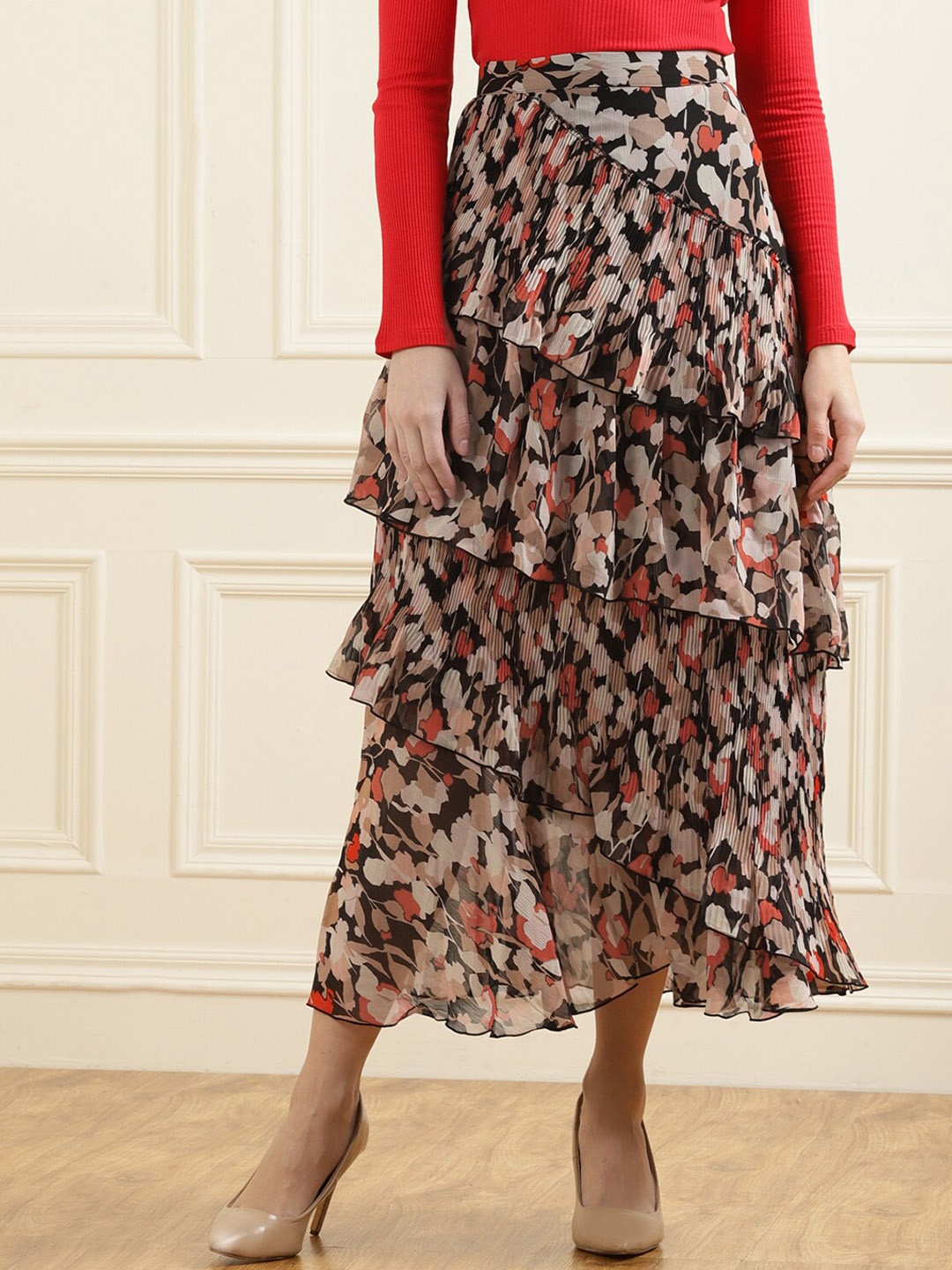 

Ted Baker Women Multicoloured Floral Printed A-Line Midi Skirt, Multi