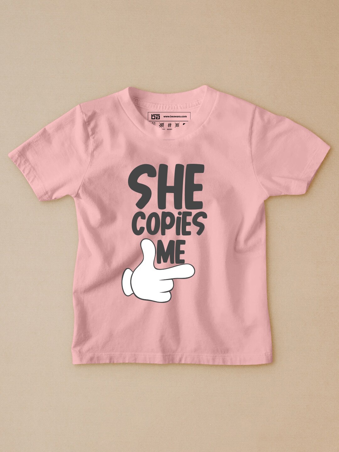 

BE AWARA Kids Pink Typography Printed Cotton T-shirt