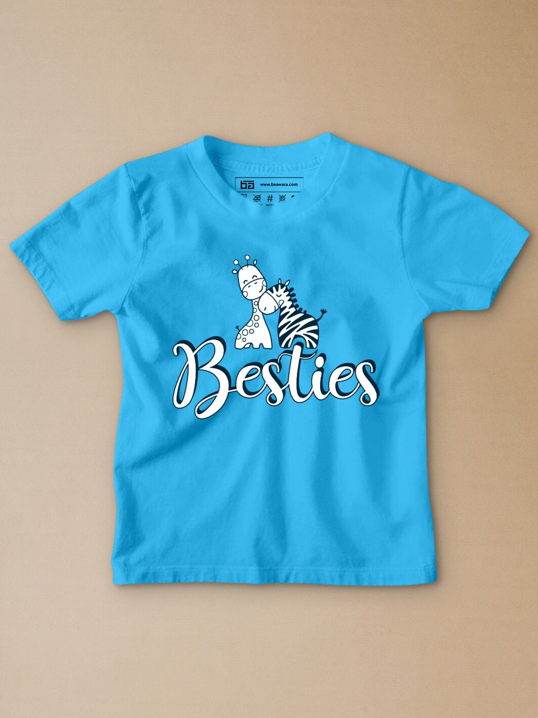 

BE AWARA Unisex Kids Turquoise Blue Printed T-shirt