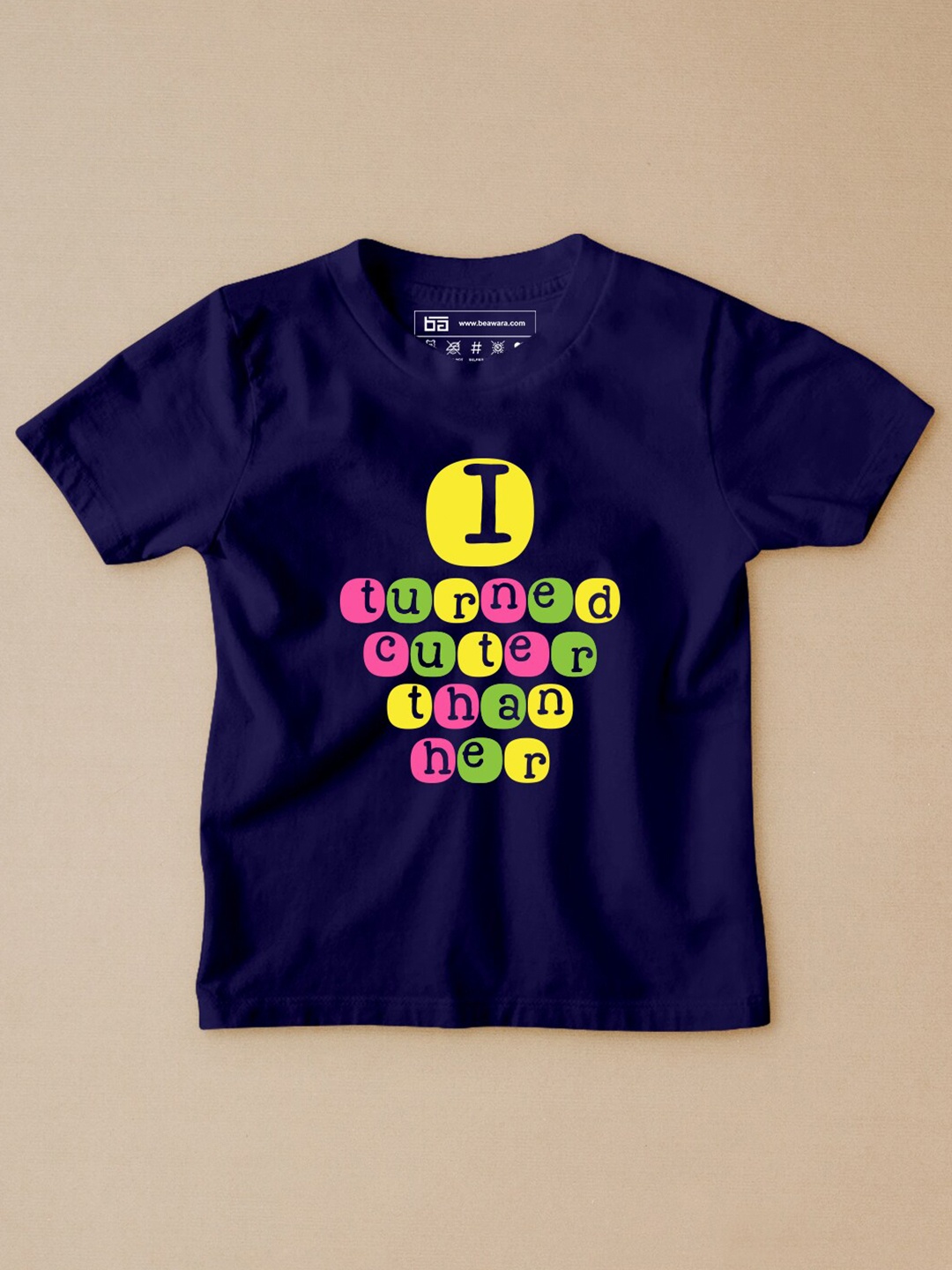 

BE AWARA Kids Navy Blue Printed T-shirt