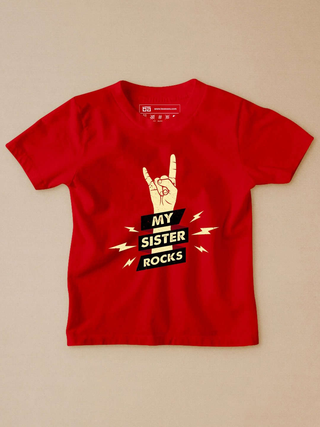 

BE AWARA Kids Red Typography Printed T-shirt