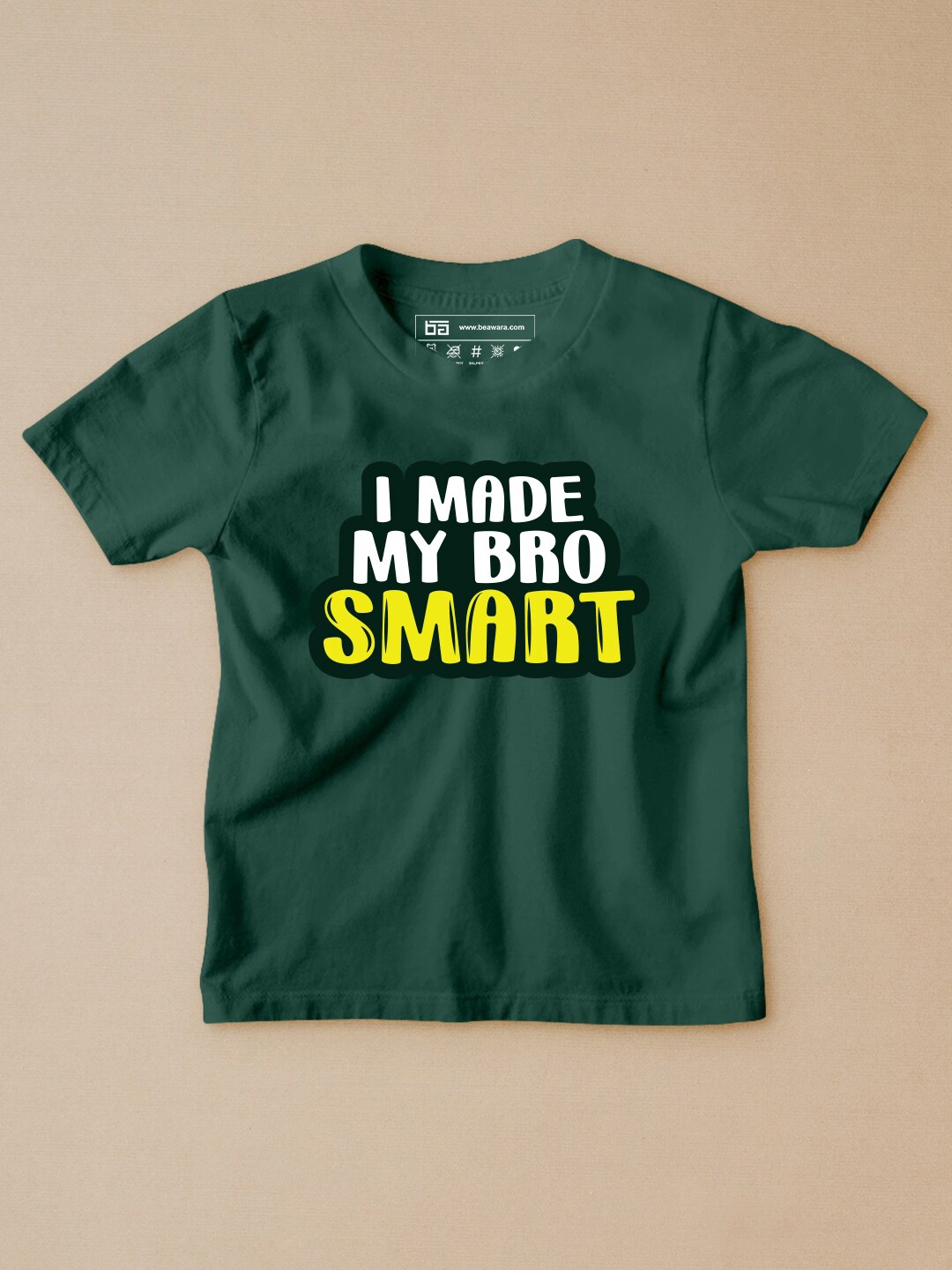

BE AWARA Kids Green Typography Printed T-shirt